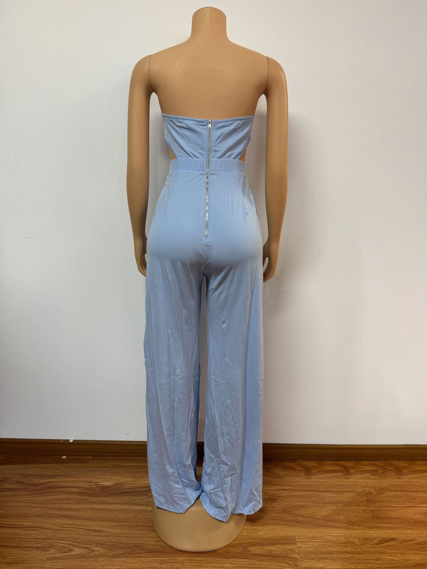Women V-neck hollow backless patchwork split jumpsuit 6