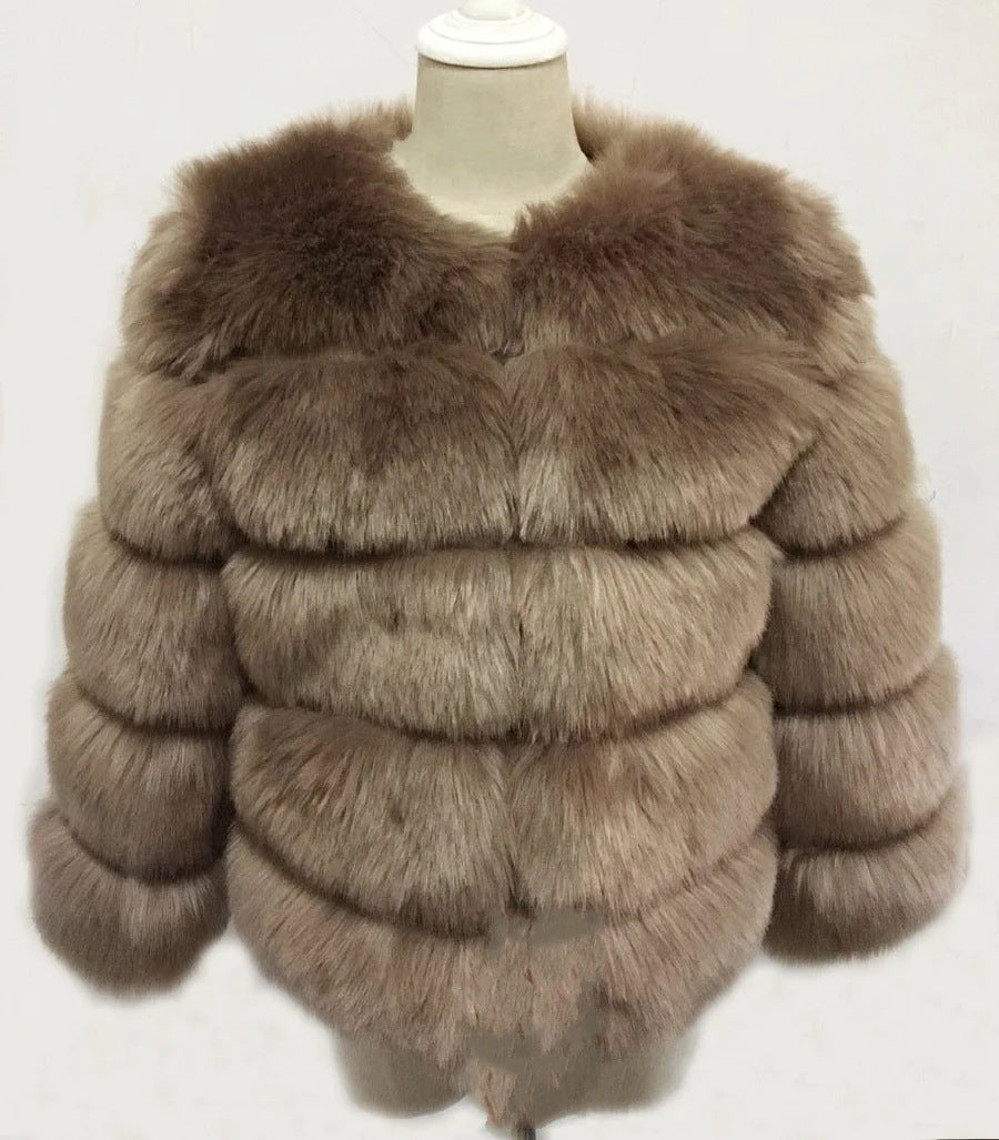 Women's Cropped Long Sleeve Fur Faux Fur Coat 56