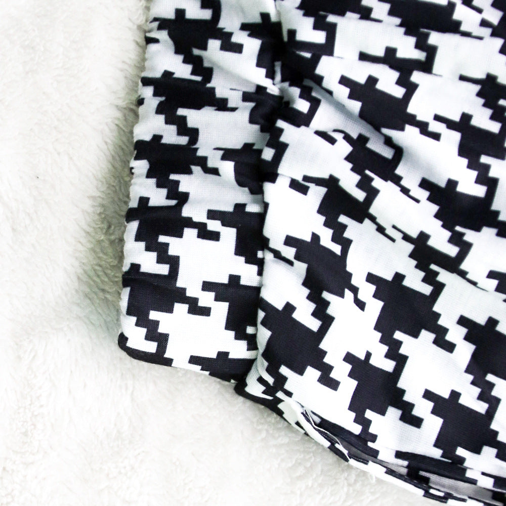 Women's Plaid Print Round Neck Long Sleeve Women's Casual Two Piece Pants Set 11