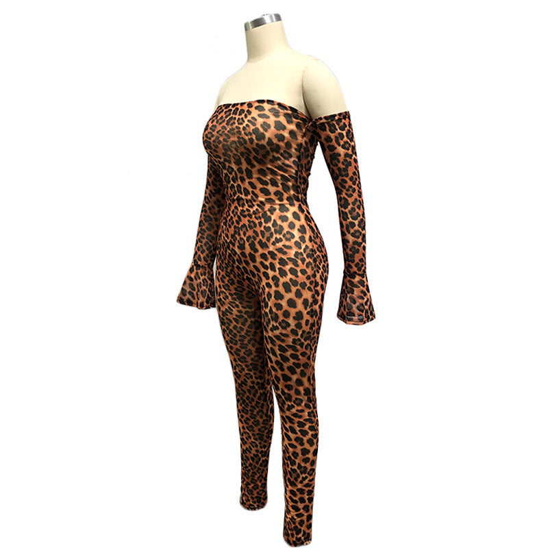 Plus Size Women Casual Leopard Print Jumpsuit 8