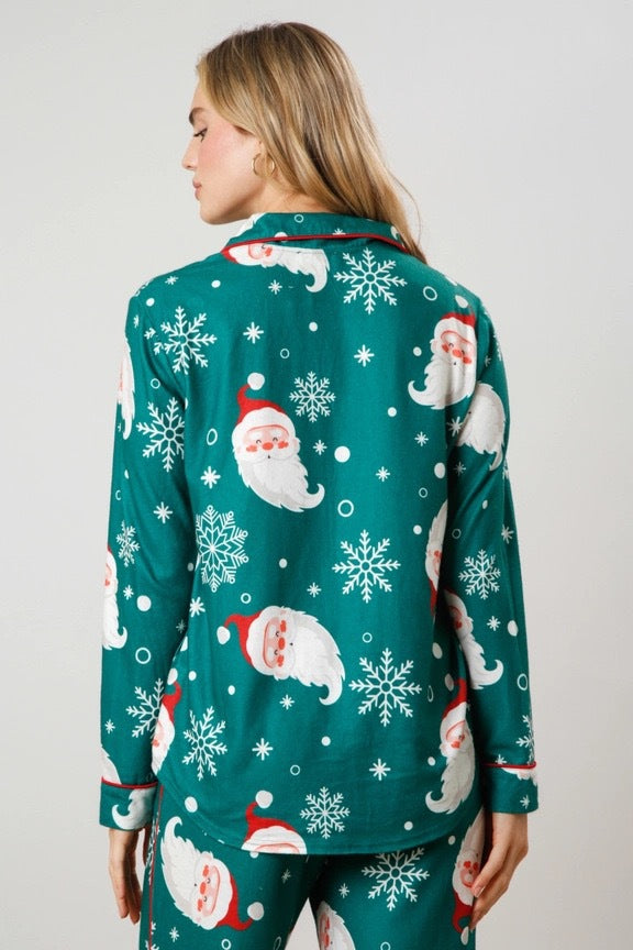 Christmas Women Printed Casual Long-Sleeve Top and Pajama Two-Piece Set 24