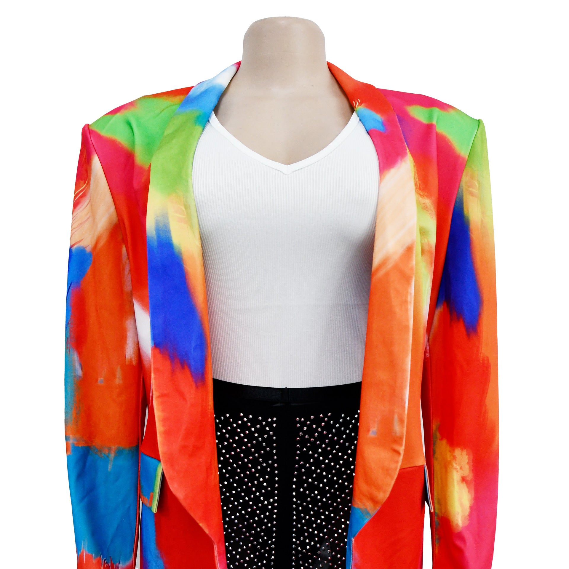 Women's Fashion Printed Long Sleeve Casual Blazer 18