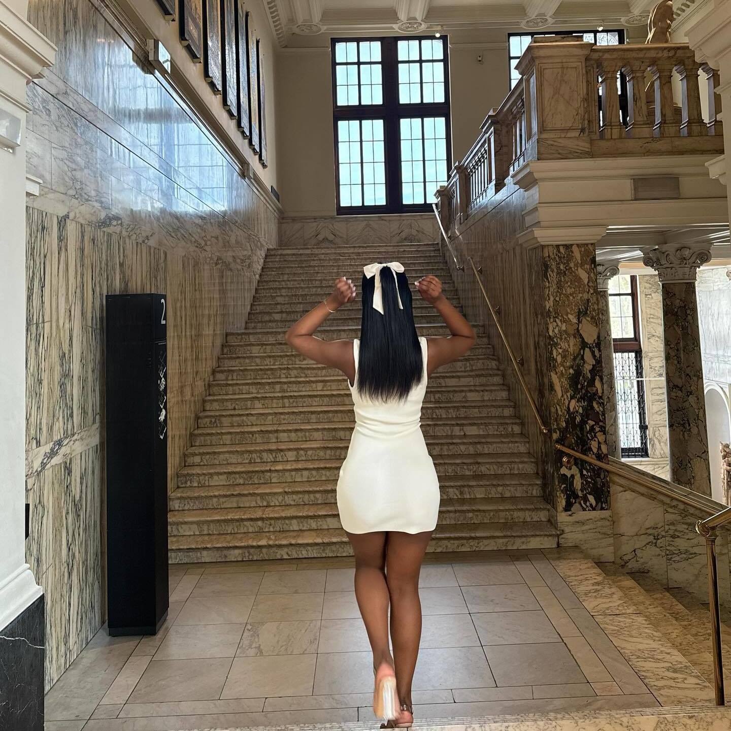 Women French Contrast Sleeveless Turndown Collar Knitting Dress 9