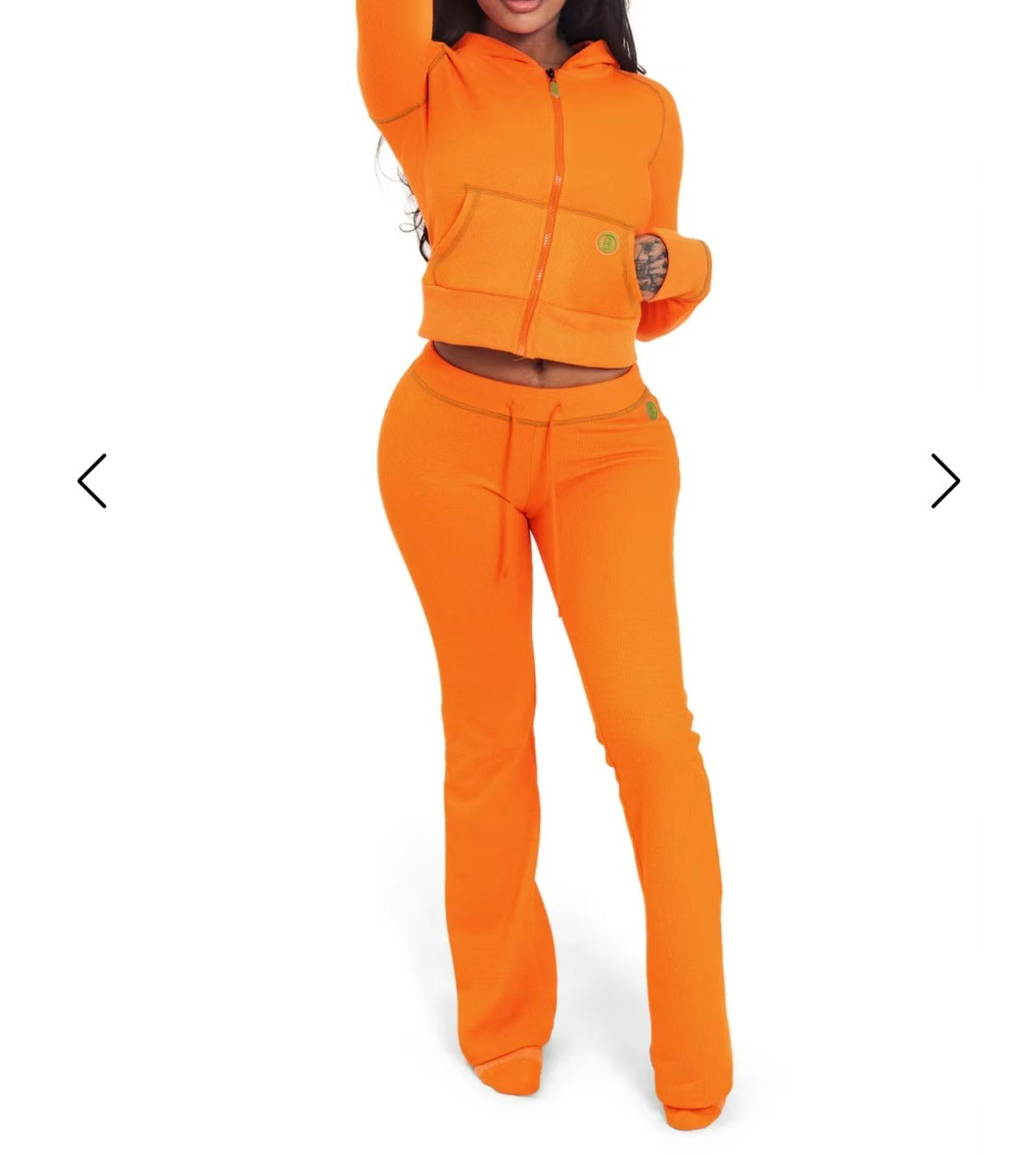 Sports Clothing Women's Solid Color Long-Sleeved Zip Hoodies Trousers Fashion Two Piece Set 14