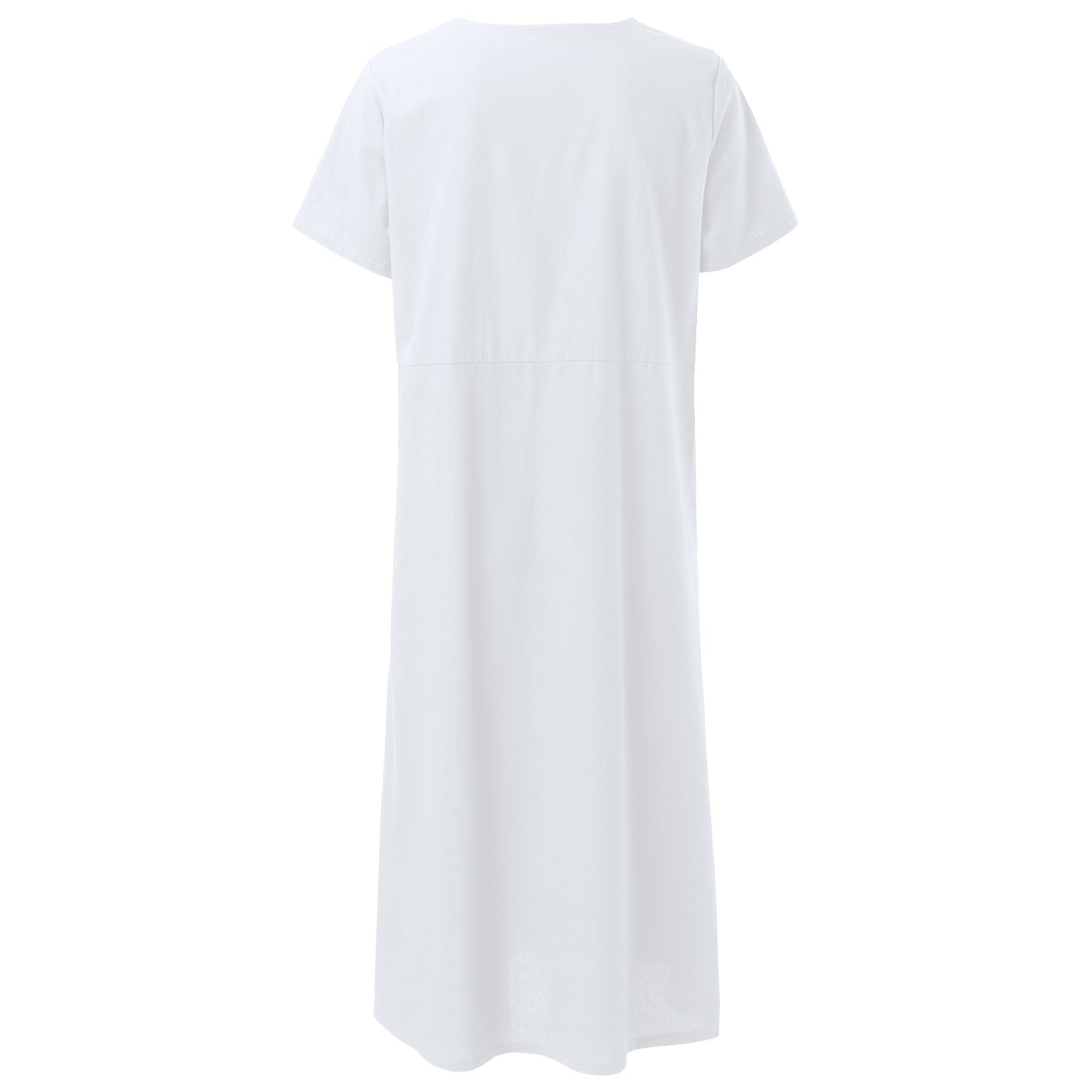 Women's Summer Loose Linen Short Sleeve Plus Size Dress 22