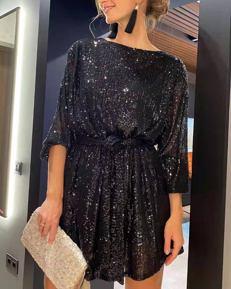 Fashionable Sequin Sequin Slim Waist Party Dress 6