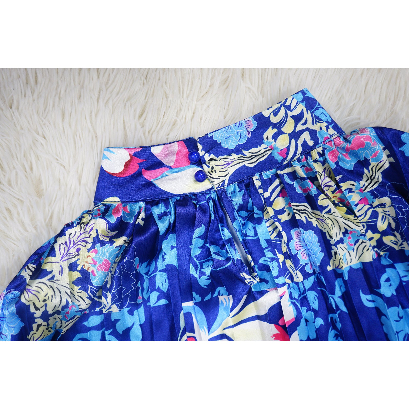 Women Autumn Printed Long Sleeve Pleated Dress 34