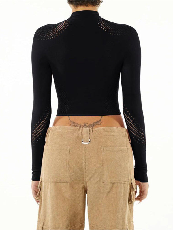 Women Spring Half-High Neck Solid Sexy Knitting Top 3