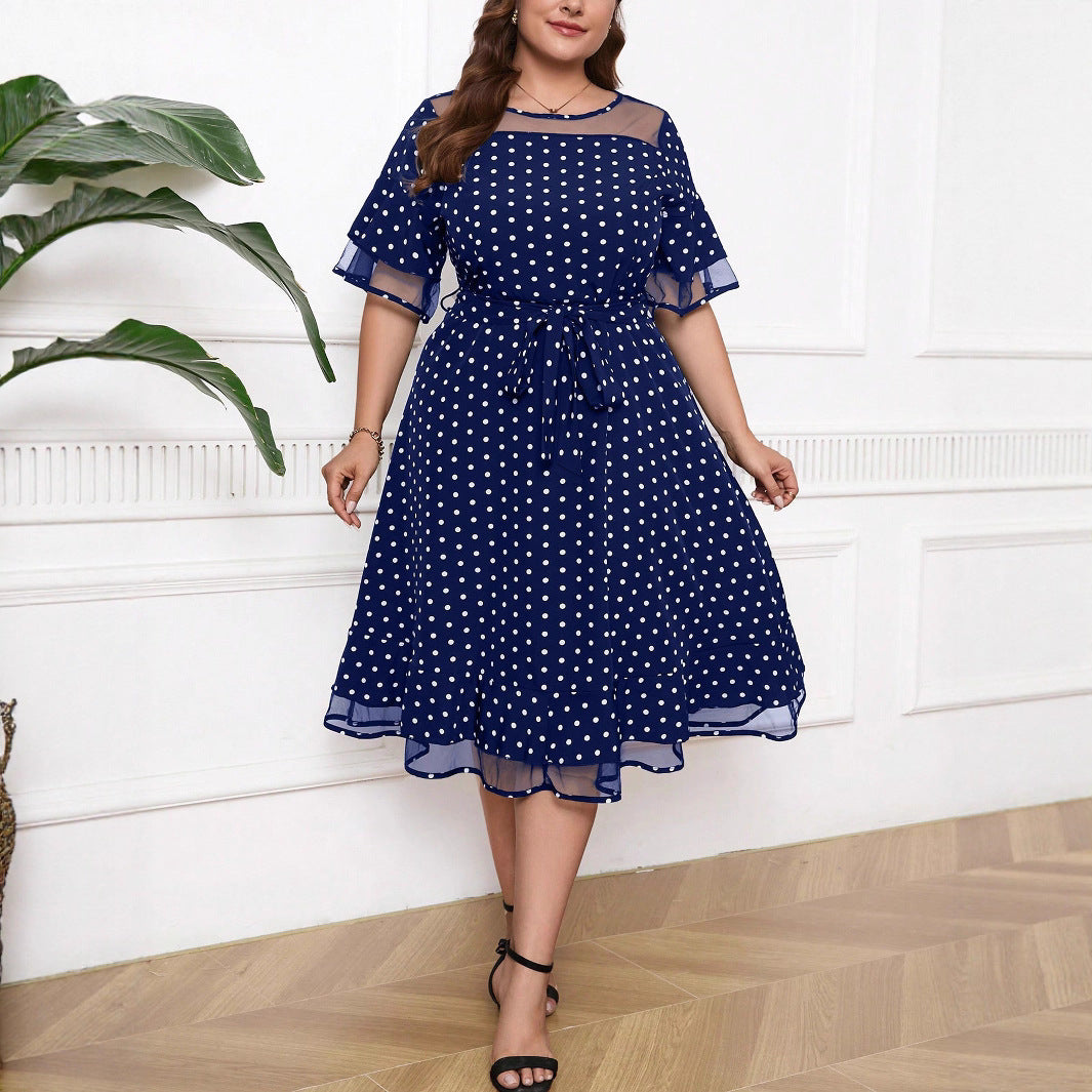 Plus Size Women Polka Dot Maxi Dress