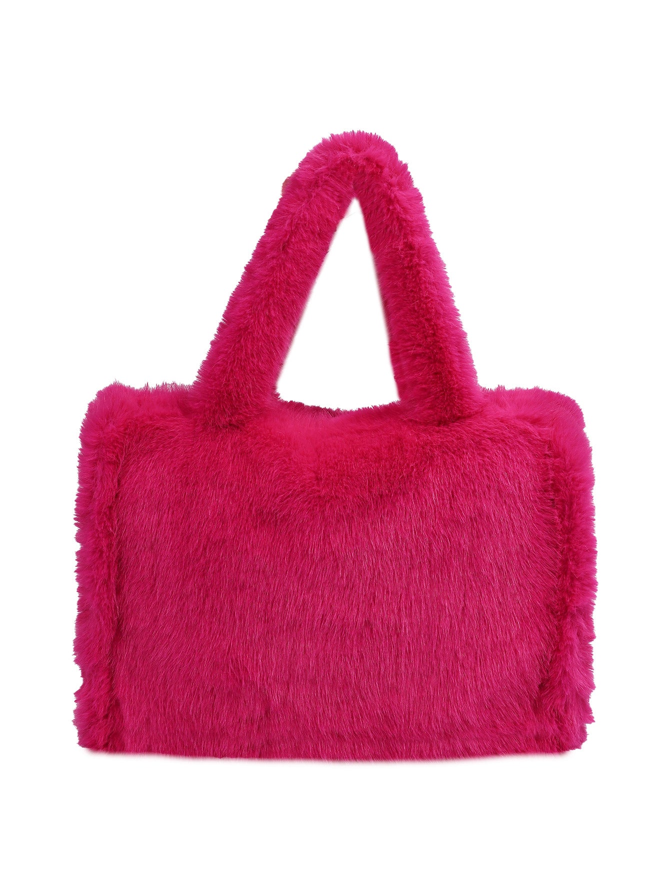 Women's Strap Imitation Fox Fur Large Capacity Tote Bag 23