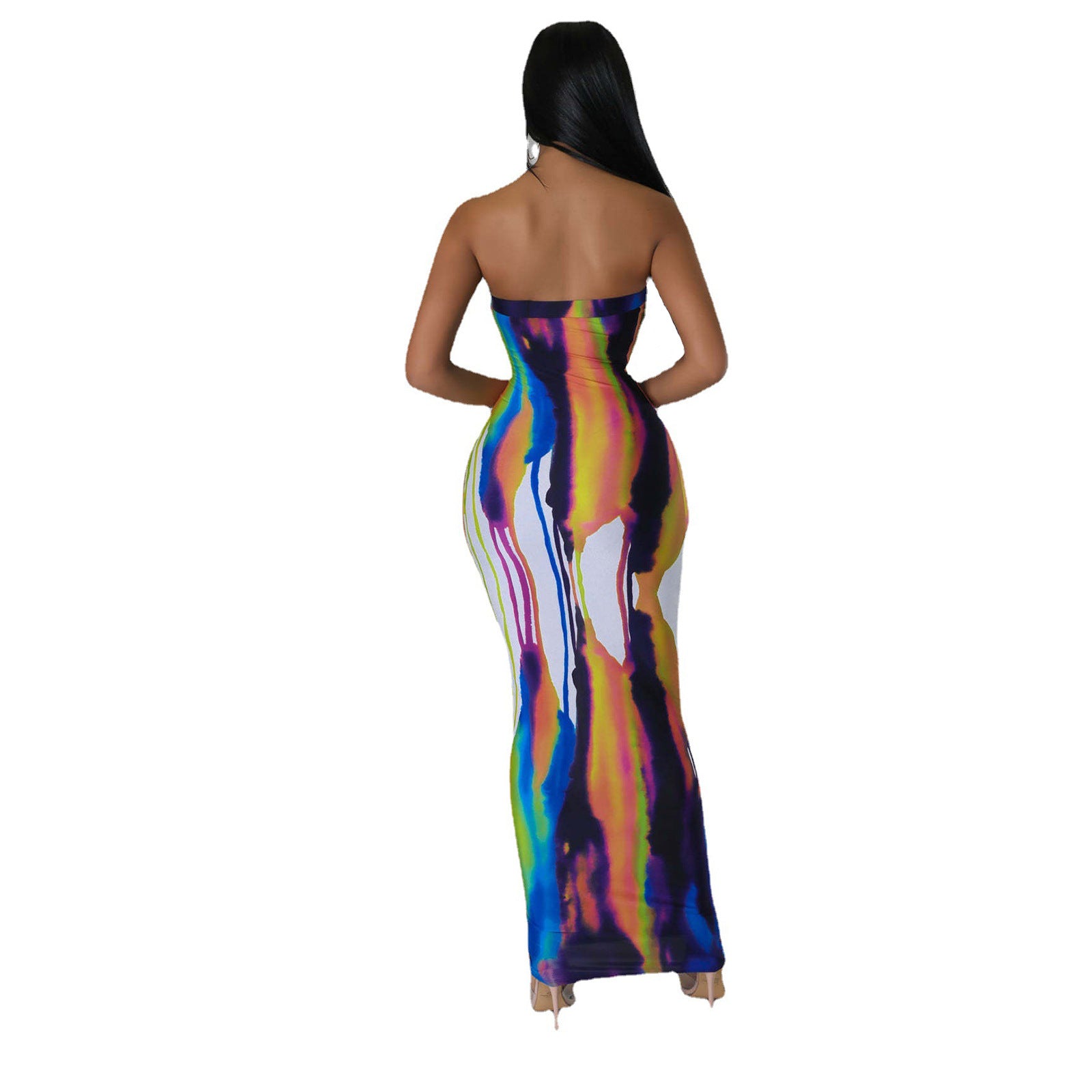 Women's Digital Positioning Print Wrap Dresses Club Maxi Dress 6