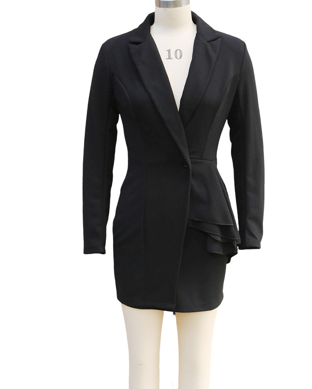 Women's Fashion Chic Elegant Solid Color Slim Waist Career Flounce Midi Dress 5