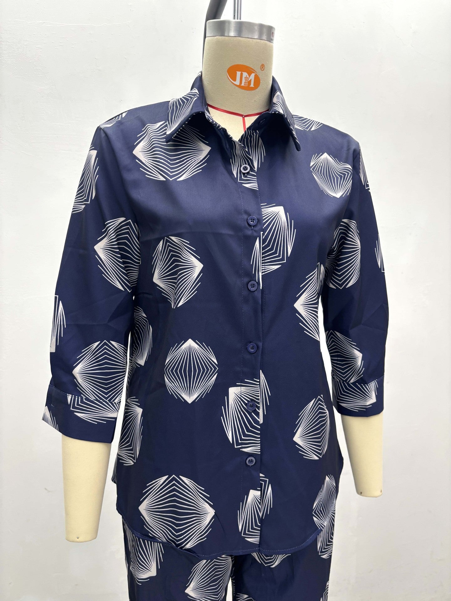 Plus Size African Women Printed Shirt and trousers two-piece set 10