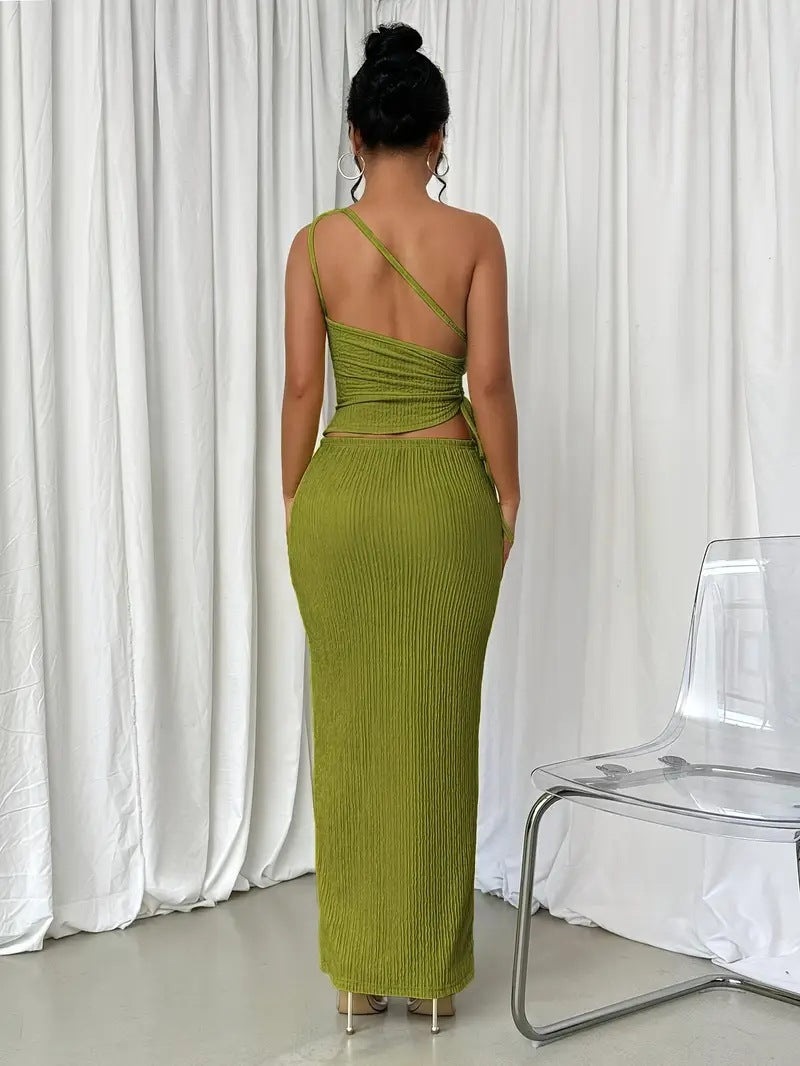 Women Spring/Autumn Sleeveless Top and Skirt Two-Piece Set 3