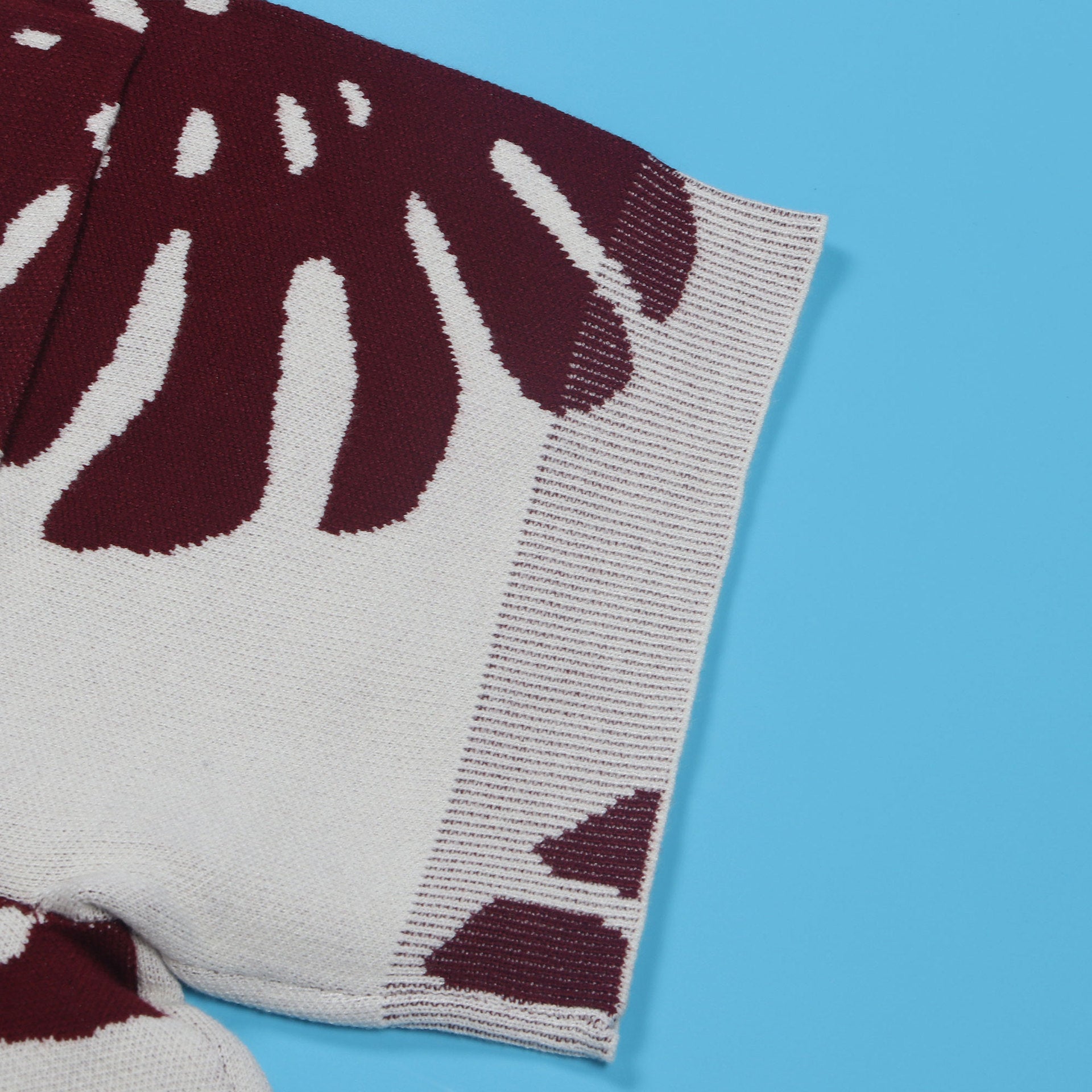 Sexy Leaf V-Neck Pullover Long-Sleeved Sweater Two-Piece Set 36