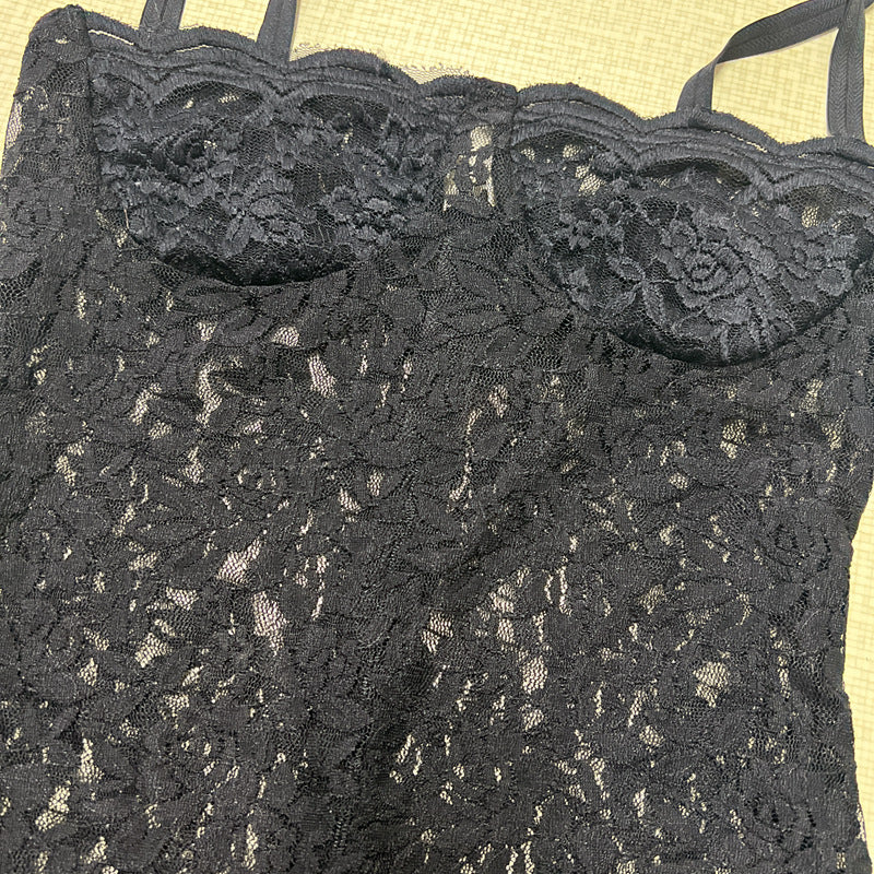 Summer Women's Fashion Strap Sexy See-Through Lace Slim Dress 14