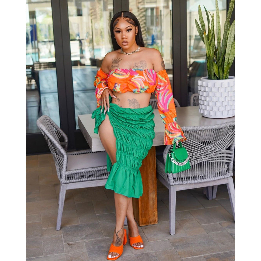 Women Solid Knotted Slit Stretch Pleated Skirt 7