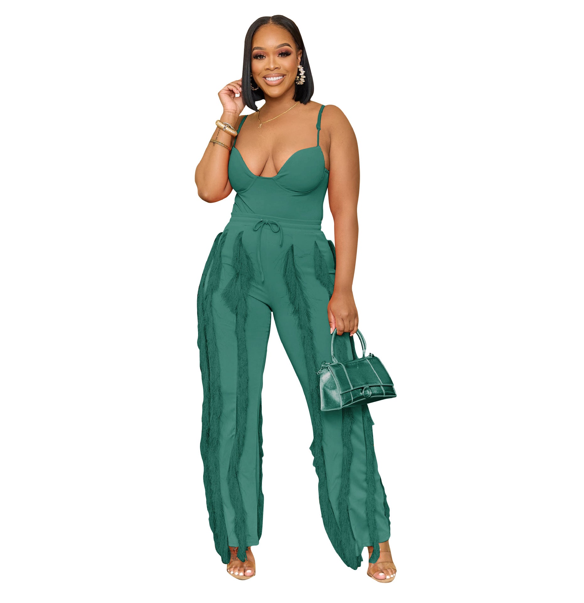 Women's clothing set tassels two-piece pants set 14