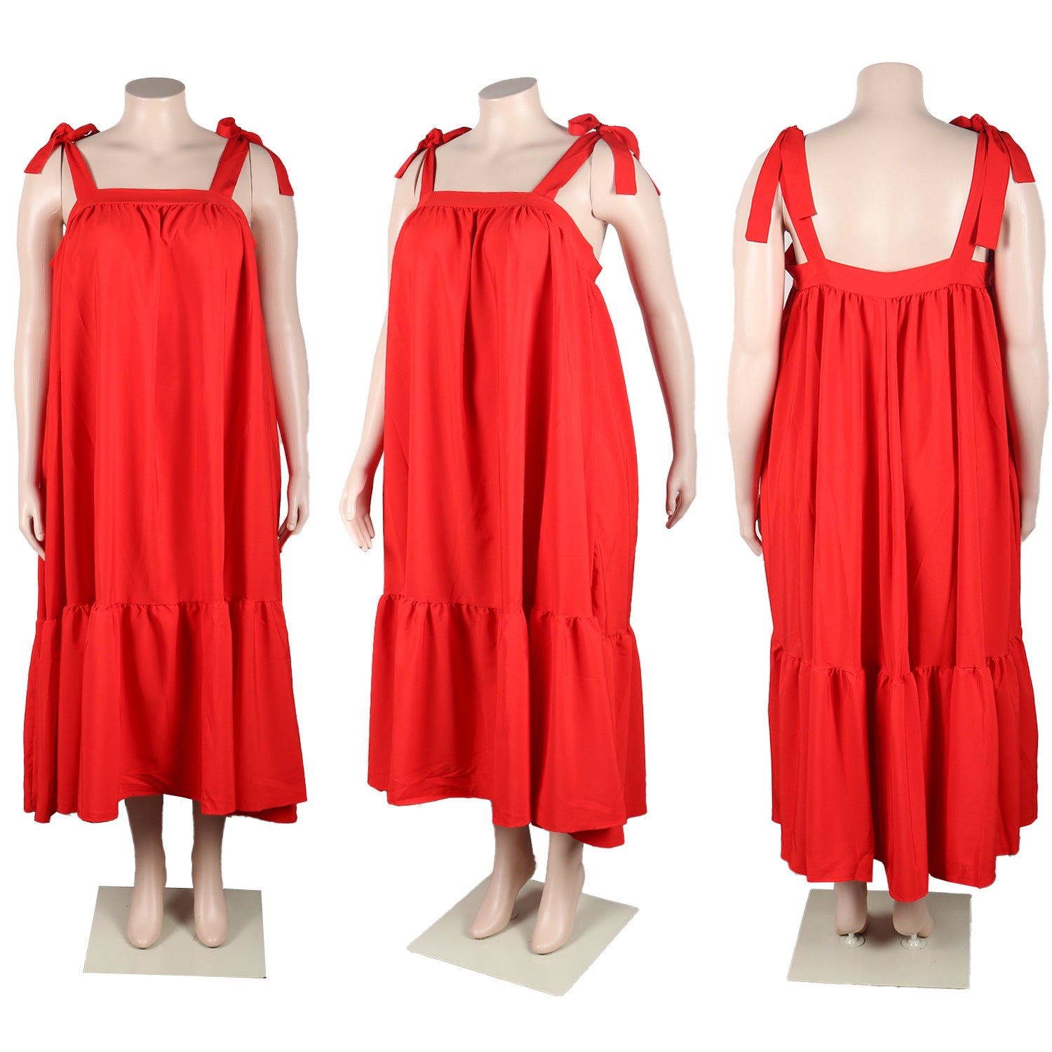 Sexy Plus Size Solid Strap Loose Dress 9