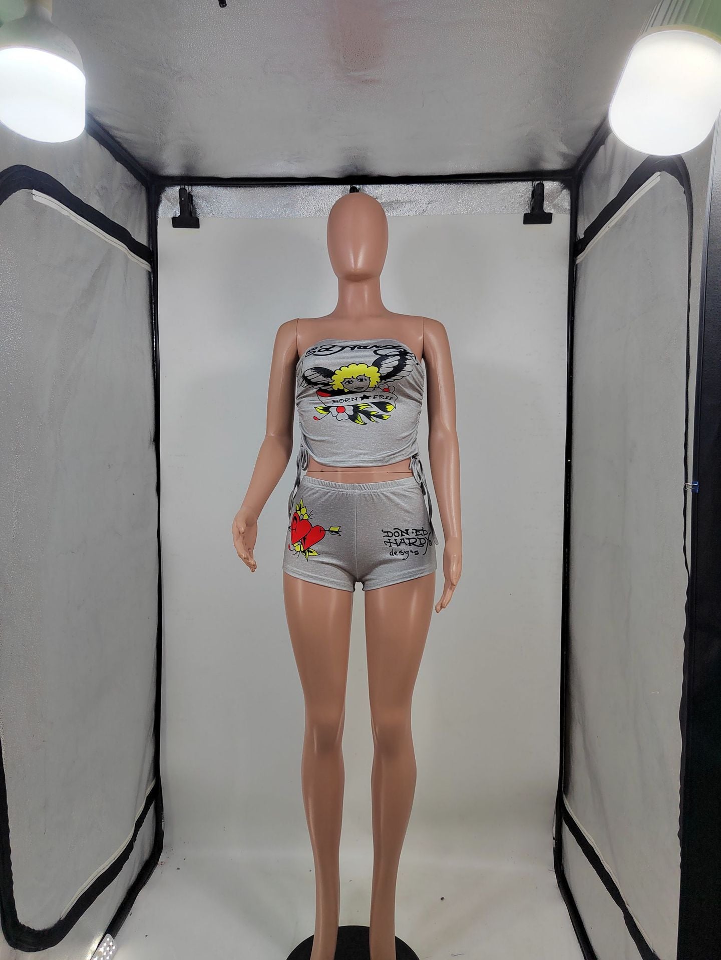 Women Print Chest wrap Top and shorts two-piece set 25