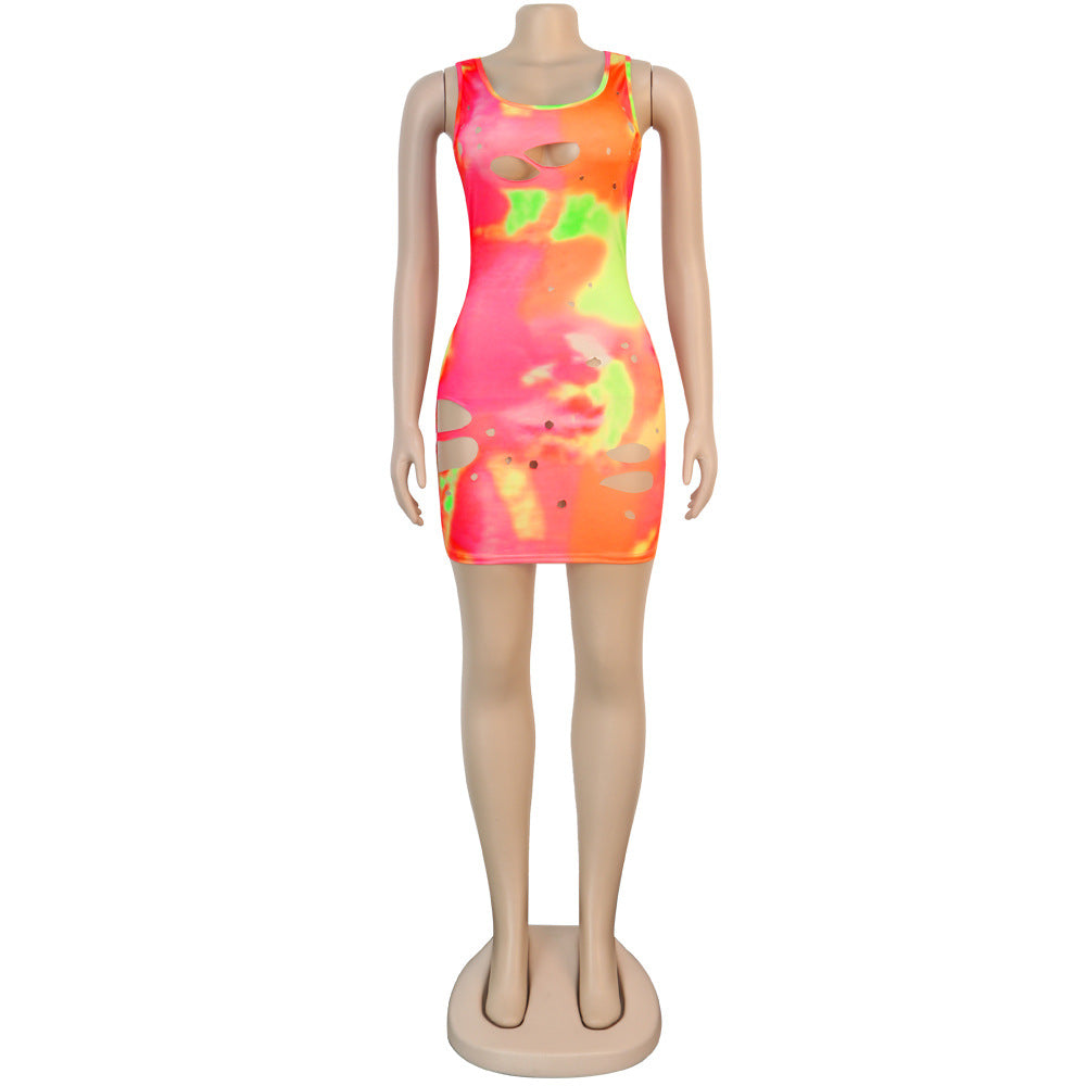 Women sexy ripped sleeveless dress 14