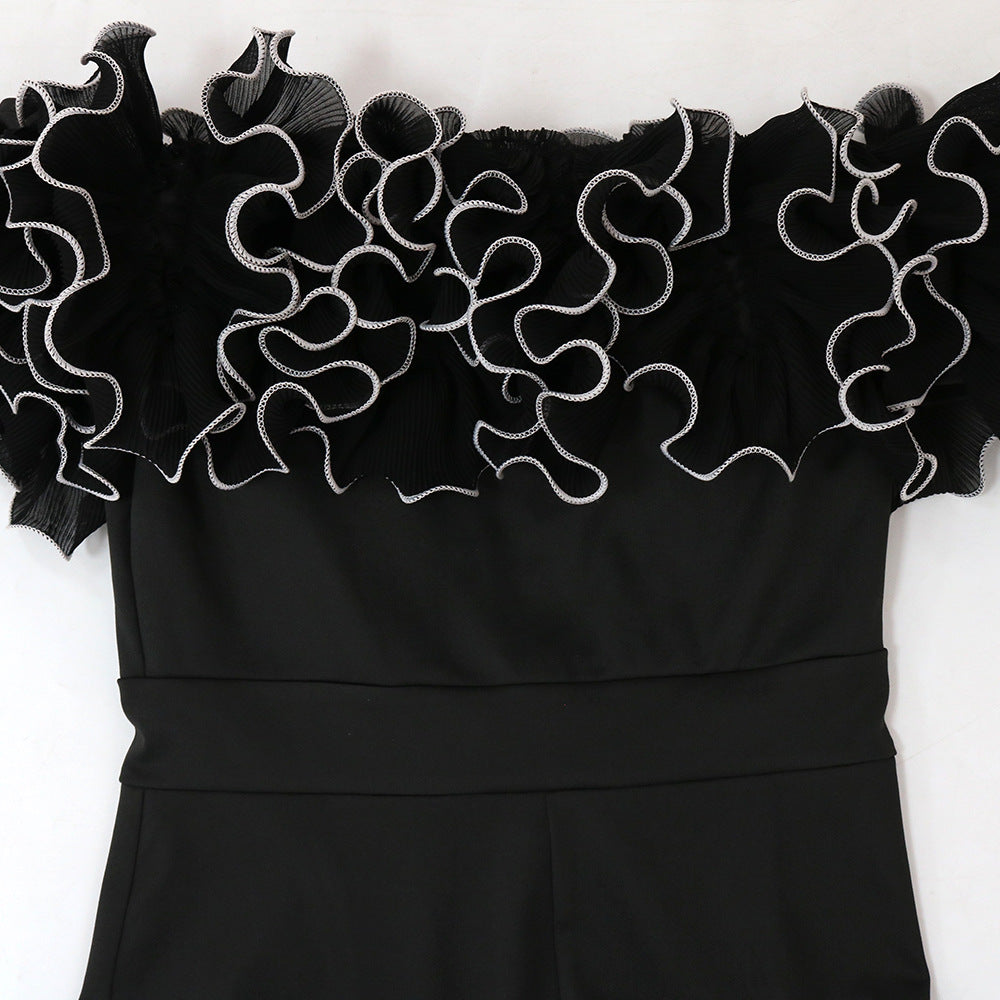 Sexy Tight Fitting Off Shoulder Ruffled Jumpsuit 14