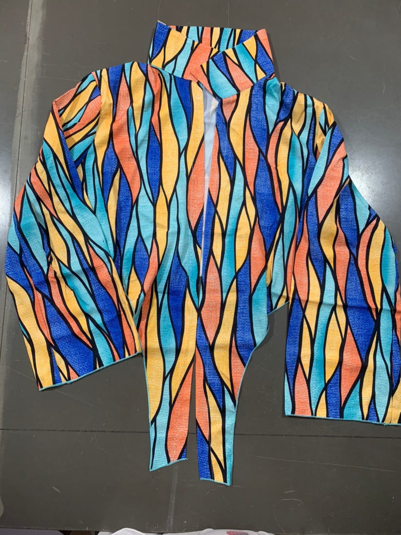 women's colorful printed shirt collar shorts set 8