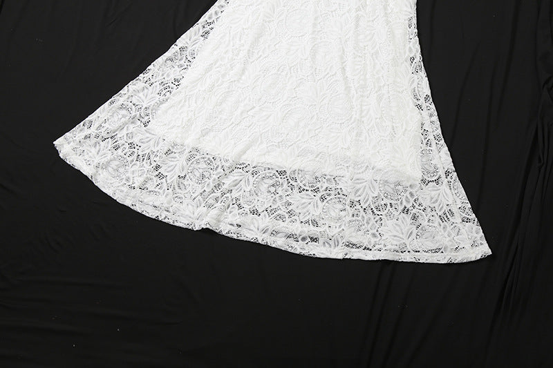 Women Summer Sexy Solid Mesh Patchwork Hollow Strap Dress 14