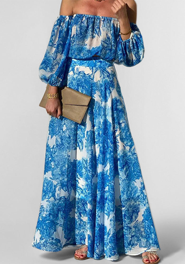 Women Spring Elegant Off Shoulder Print Dress