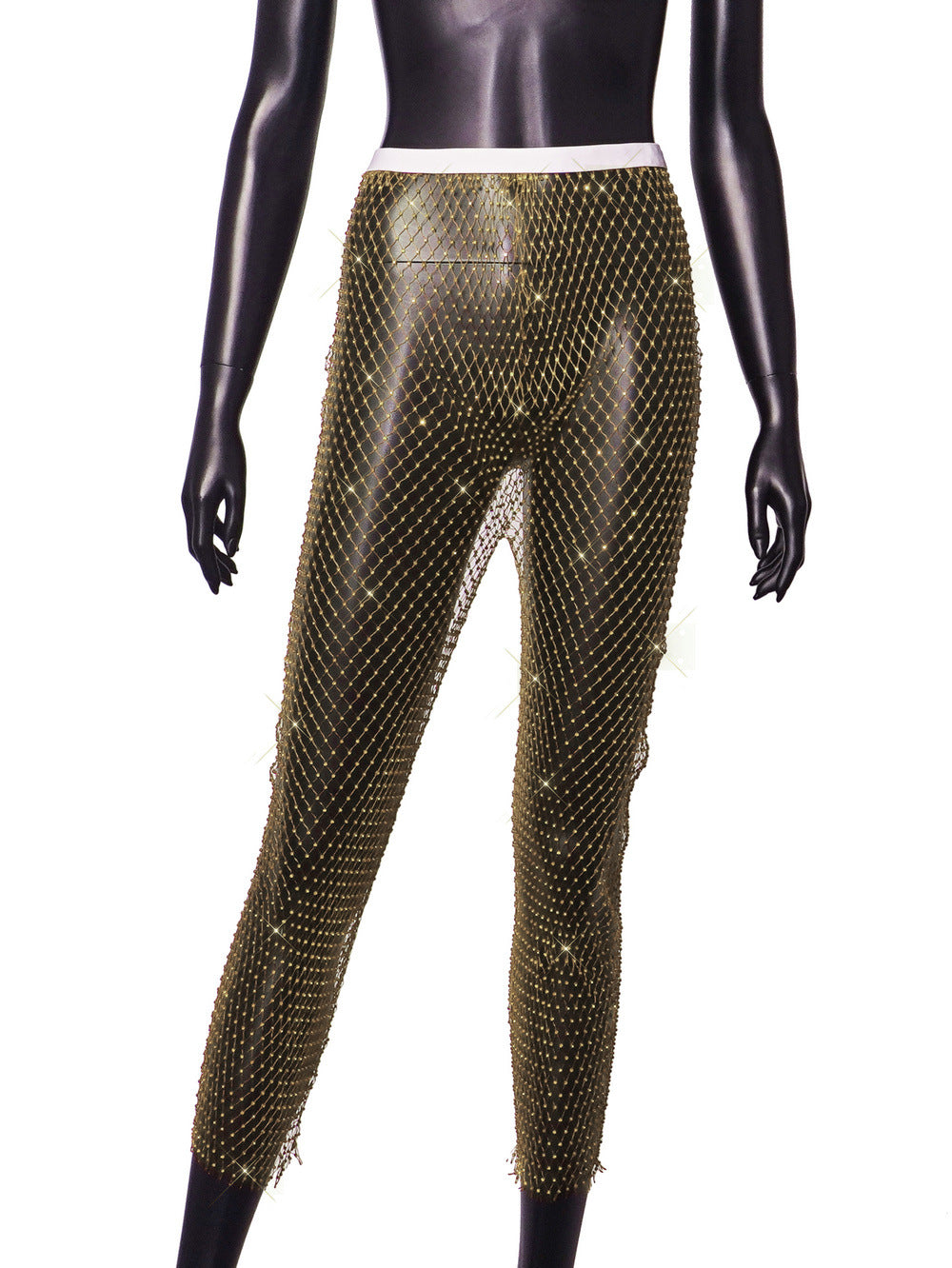 Women Sexy Rhinestone Fishnet Pants 11