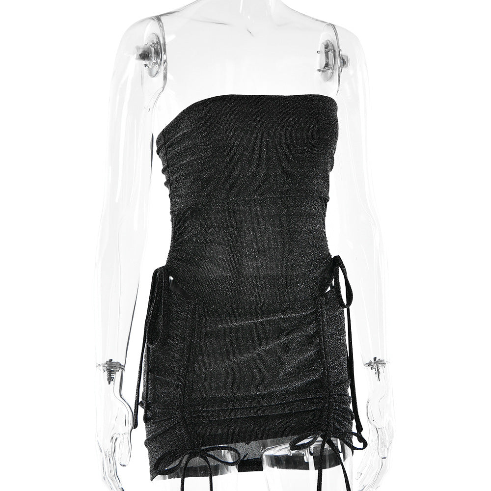 Women Summer Sexy Drawstring Top and Skirt Two-piece Set 11