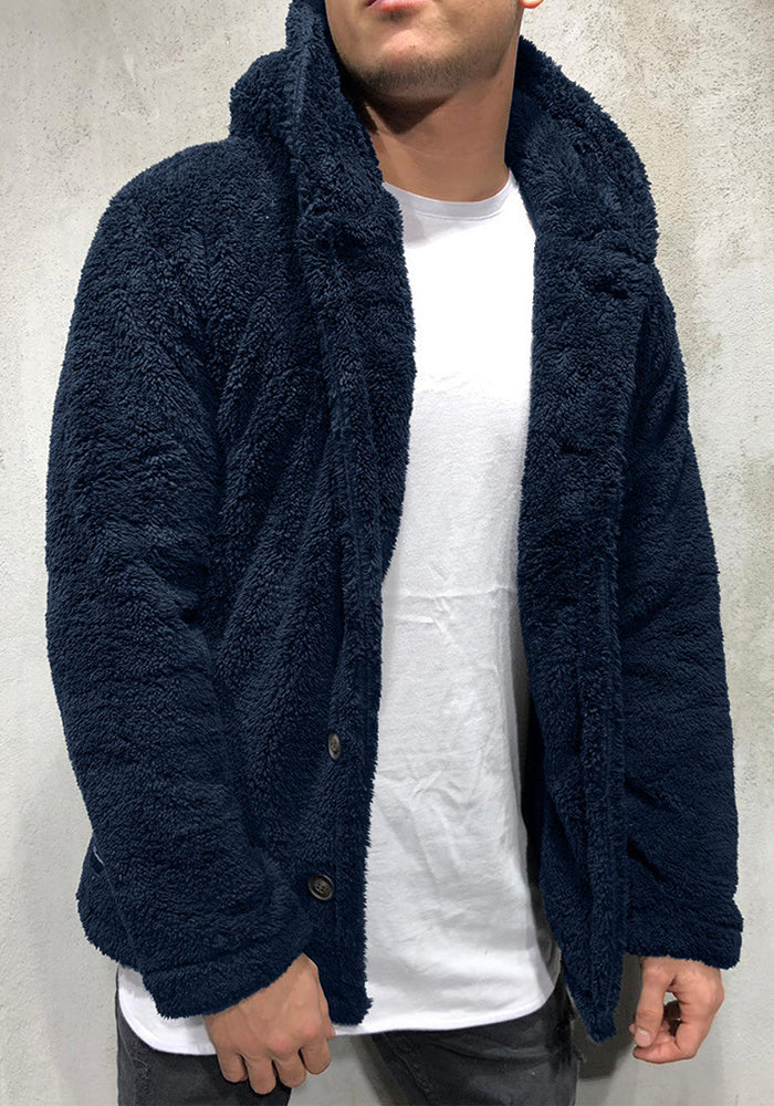Autumn And Winter Men's Hooded Solid Color Fleece Sweater Fashionable Clothing