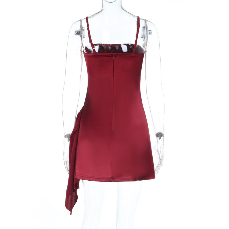 Solid Color Strap Mini Party Dress Cocktail Dress 13