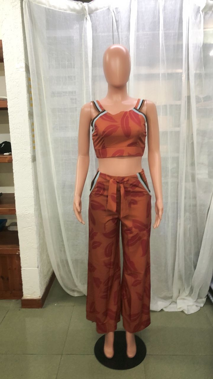 Women Botanical Print Sleeveless Top And Pants Two Piece 8