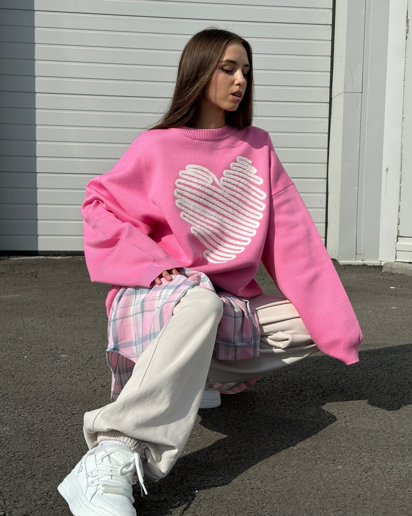 Women Heart Print sweater Top 8