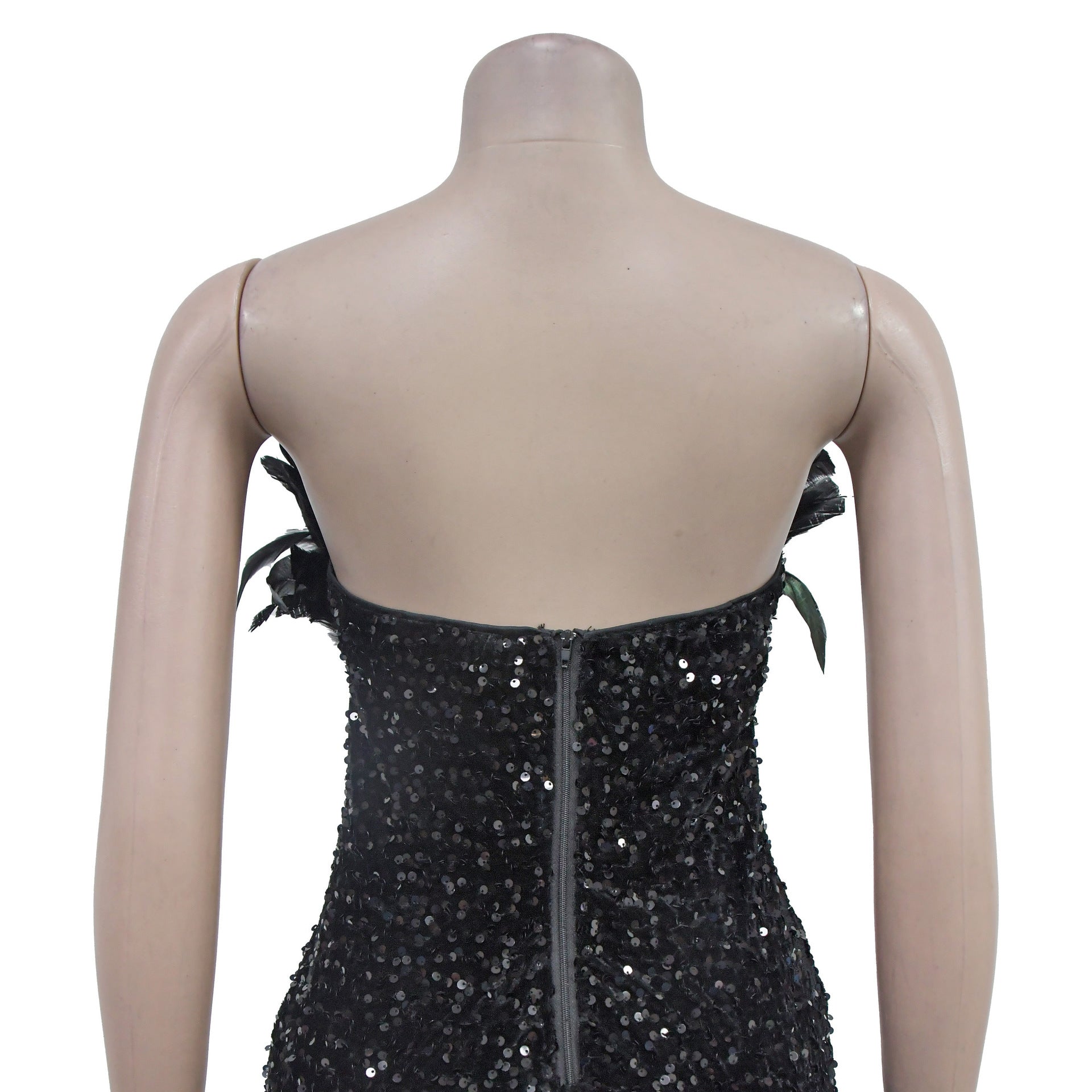 Women Sequin Feather Sleeveless Dress 21