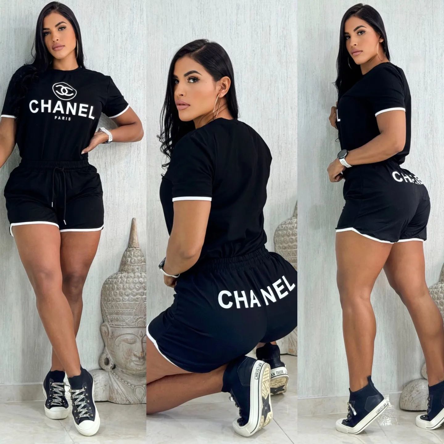 Women's Summer Elegant Chic Casual Fashion High-Quality Cotton Two-Piece Shorts Set