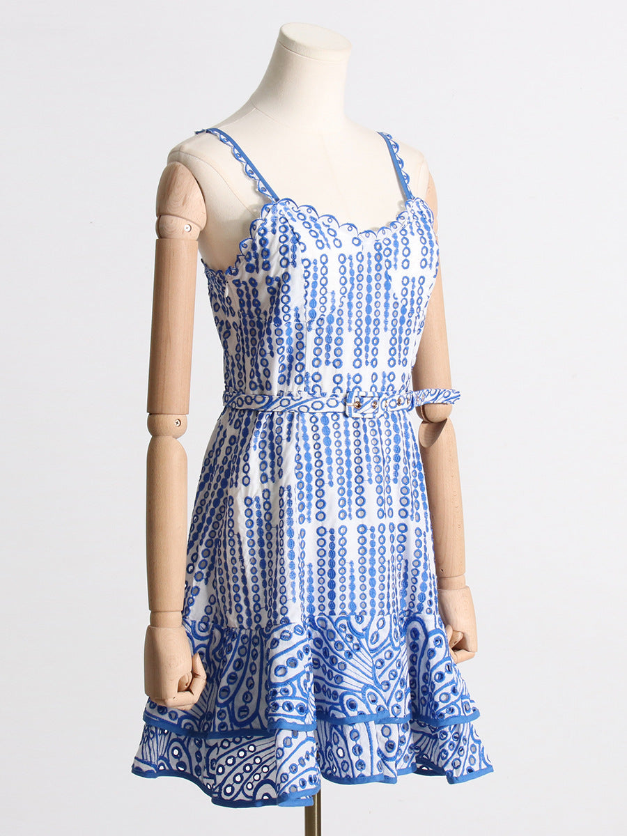 Summer Style Embroidery Sexy Strap Ruffle Slim Waist Women Short Dress 18
