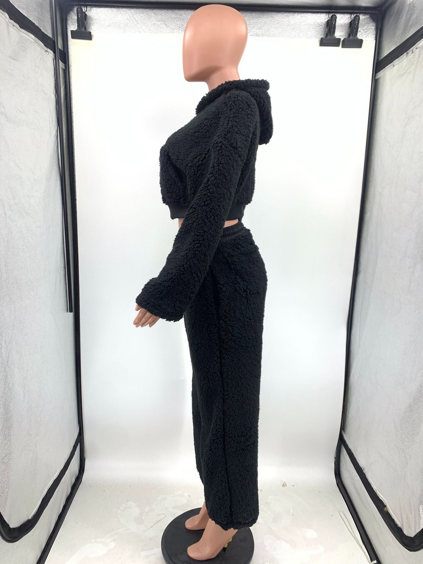 Women solid casual bubble velvet top and pant two piece set 11