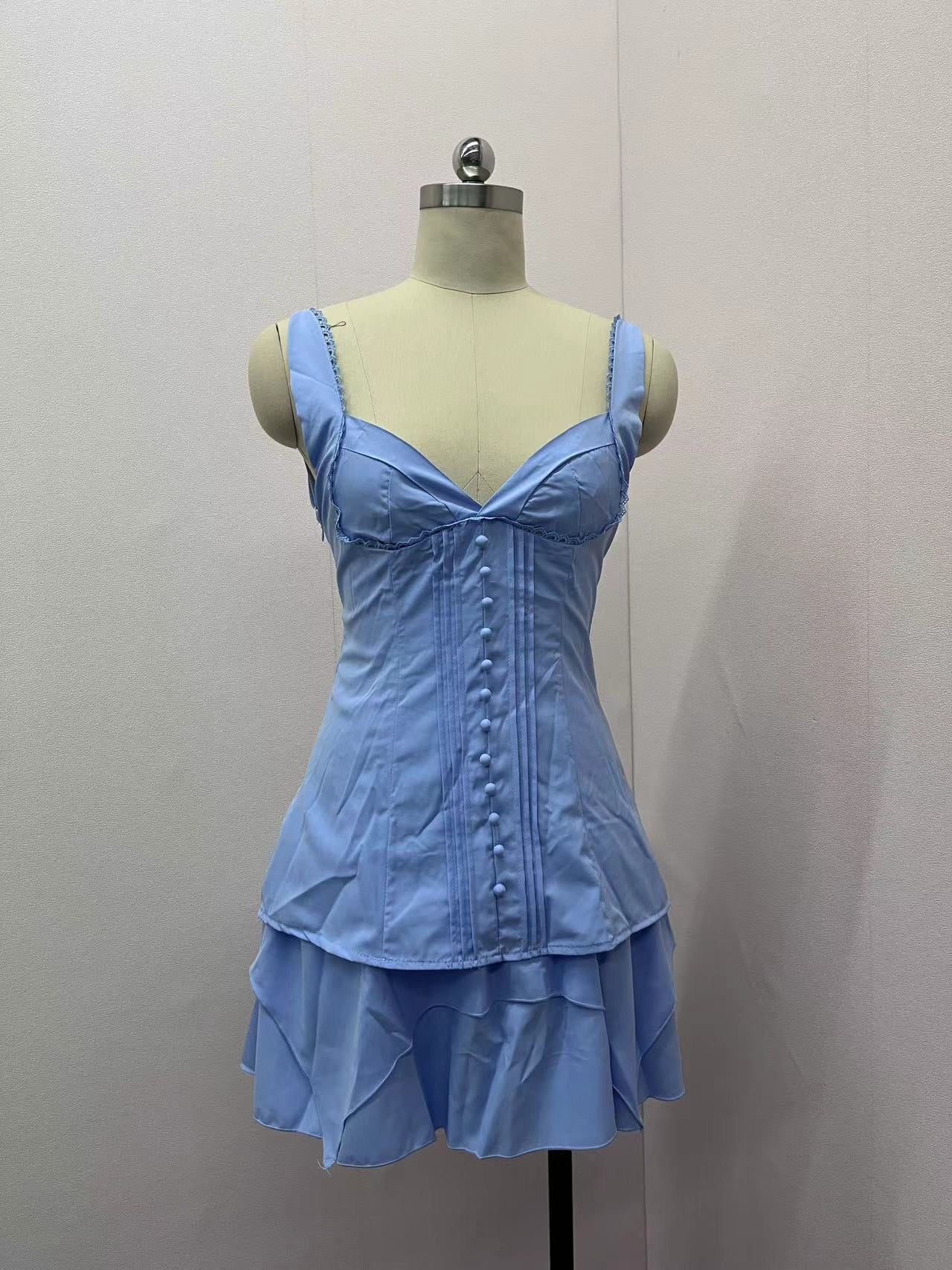 Sexy Low Back Slim Waists Lace-Up Strap Slim Waist Mini Dress 8