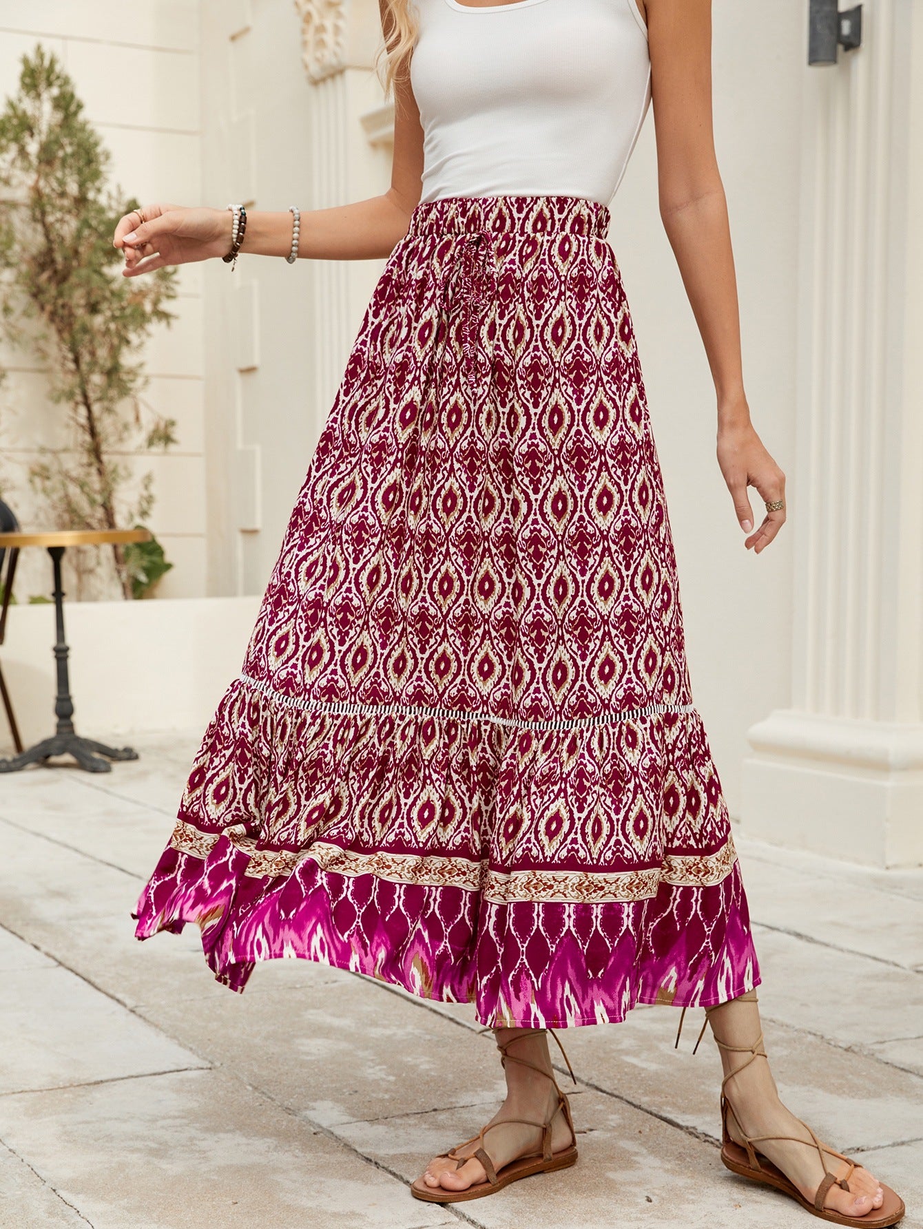 Women Print Bohemian Holidays Beach Skirts 8