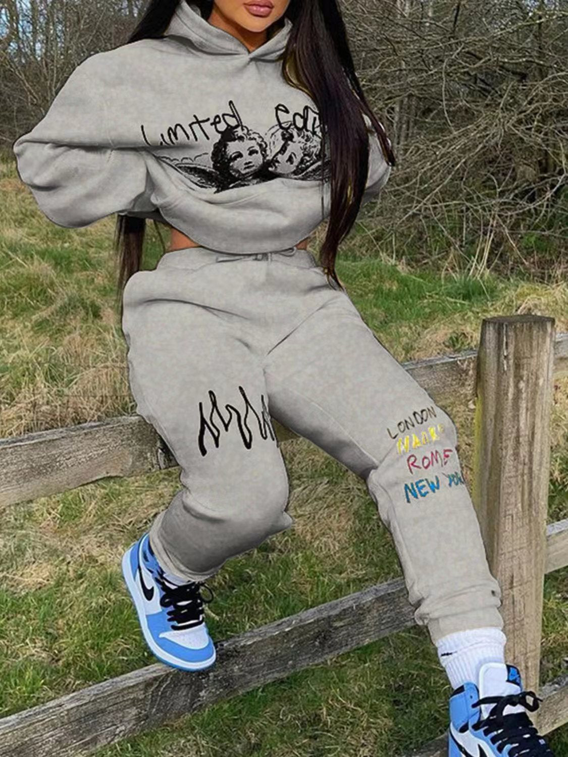 Women's Loose Fit Women's Fashion Casual Two Piece Tracksuit Plus Size 4