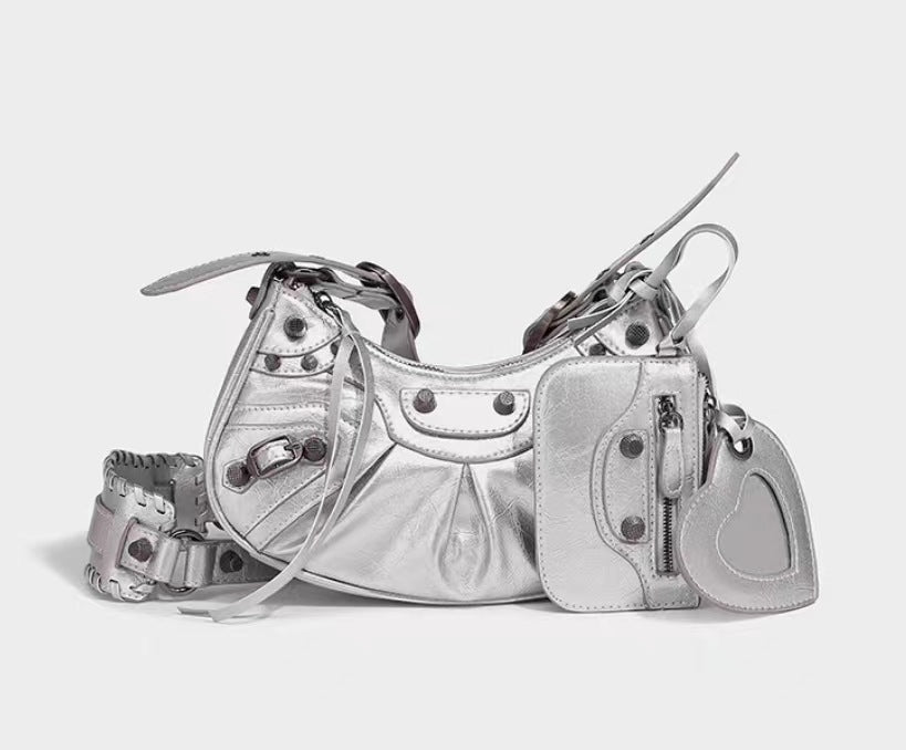 Underarm Bag Rivet Tassel Three-in-one Pleated Bag Shoulder Messenger Bag 3