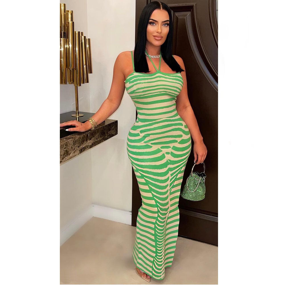 Women Ribbed Print Maxi Dress 5