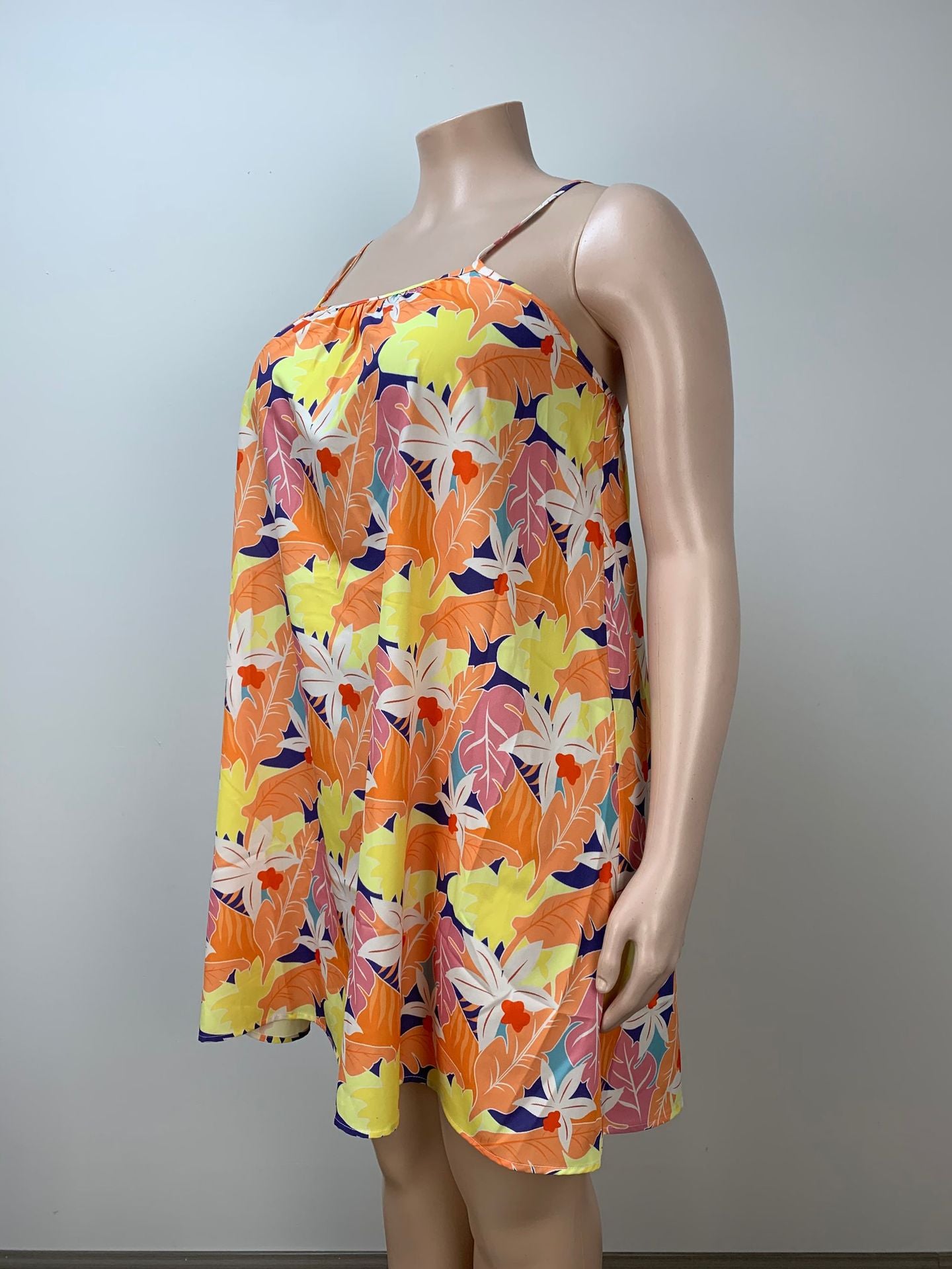 Plus Size Women Summer Holidays Loose Strap Dress 5