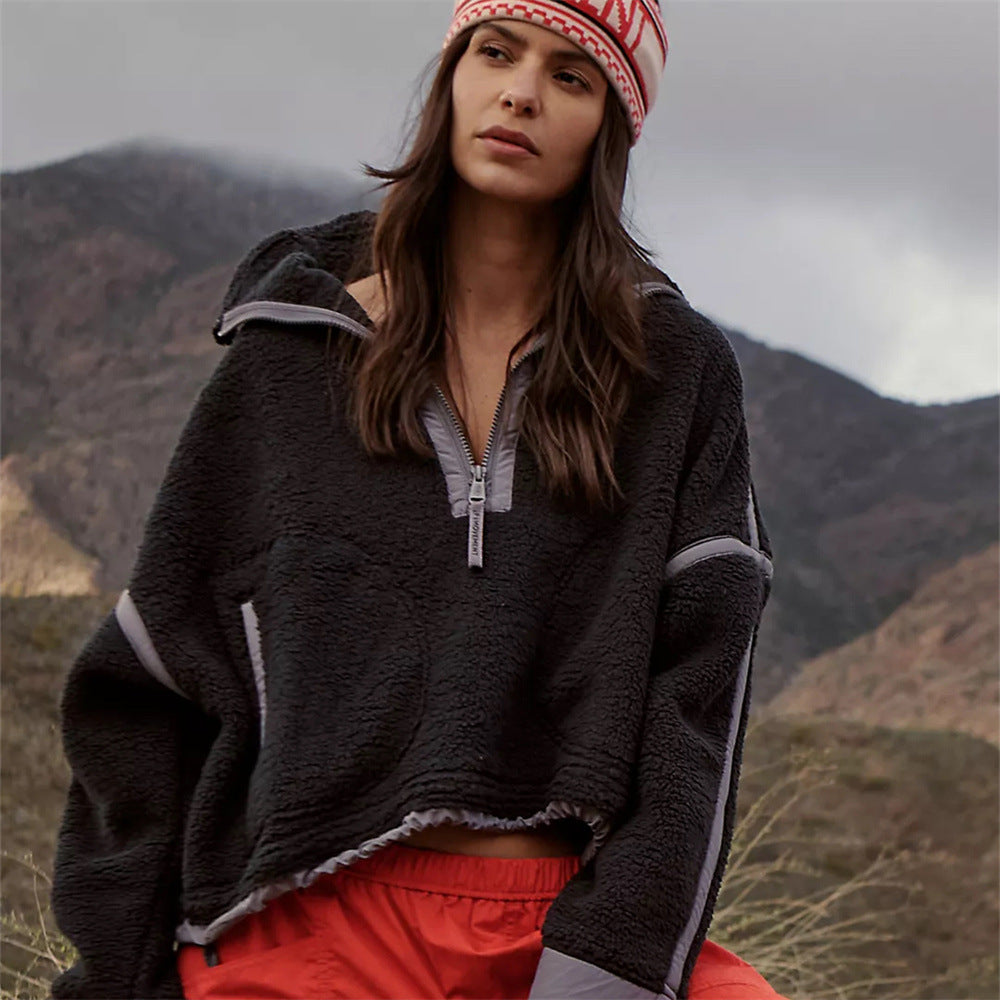 Women Zip Turtleneck Solid Casual Knitting Sweater 11