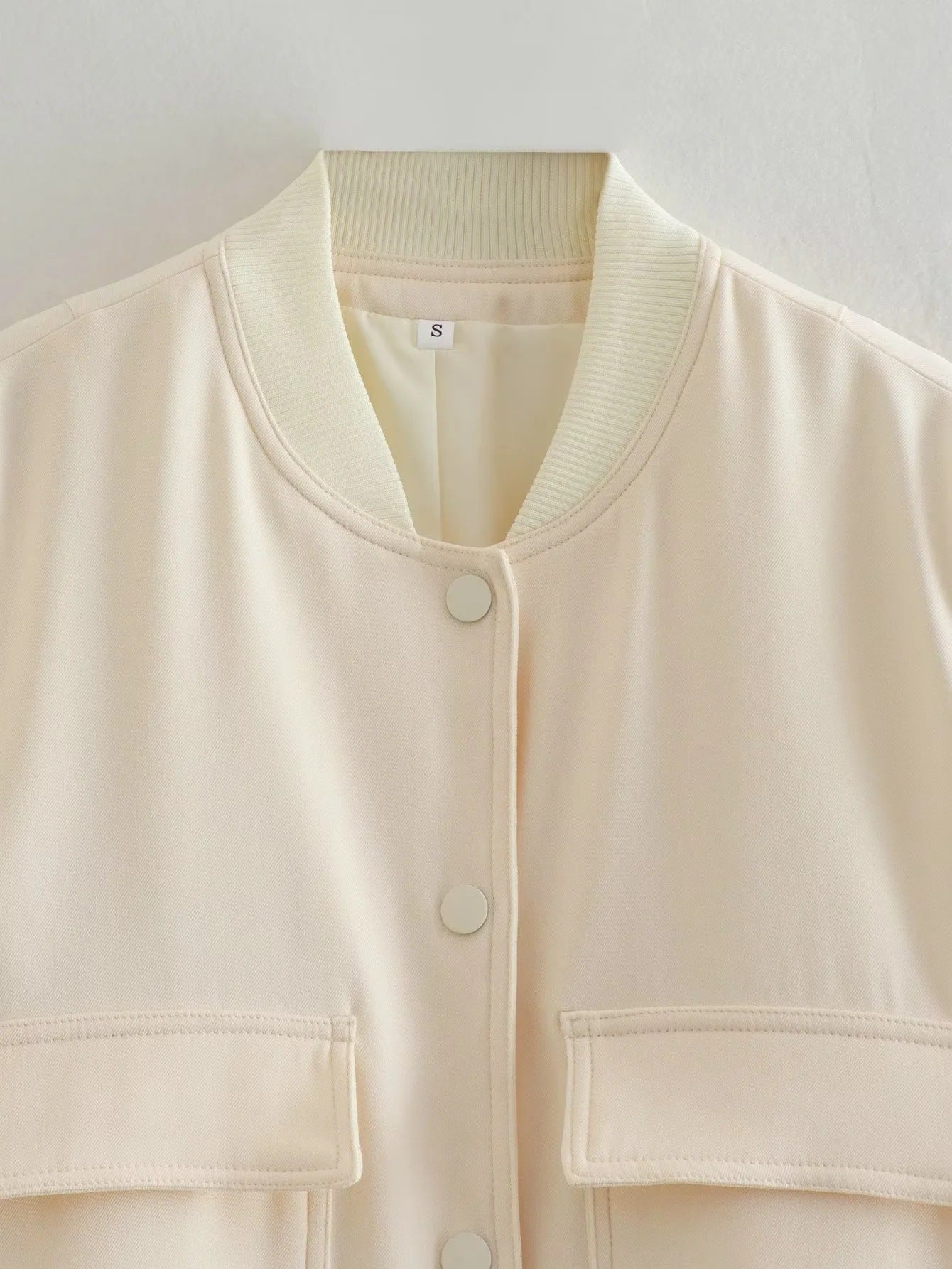 Women's Bomber Jacket Spring and Autumn Pocket Long Sleeve Casual Single Breasted Coat 31