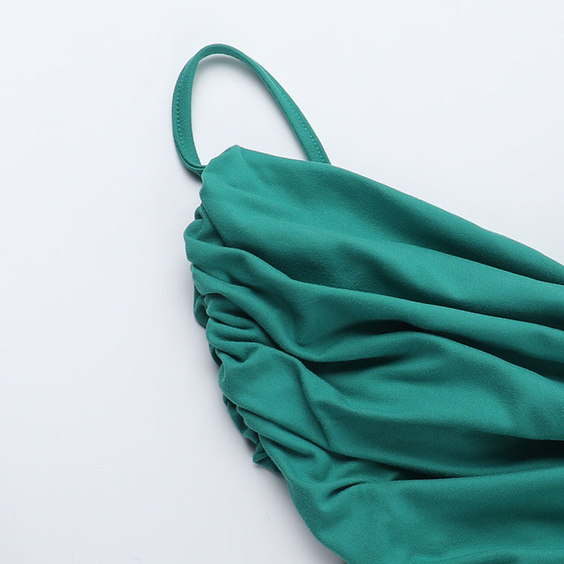 Women Backless Gathered Suspender Bodycon Casual Holidays Dress 13