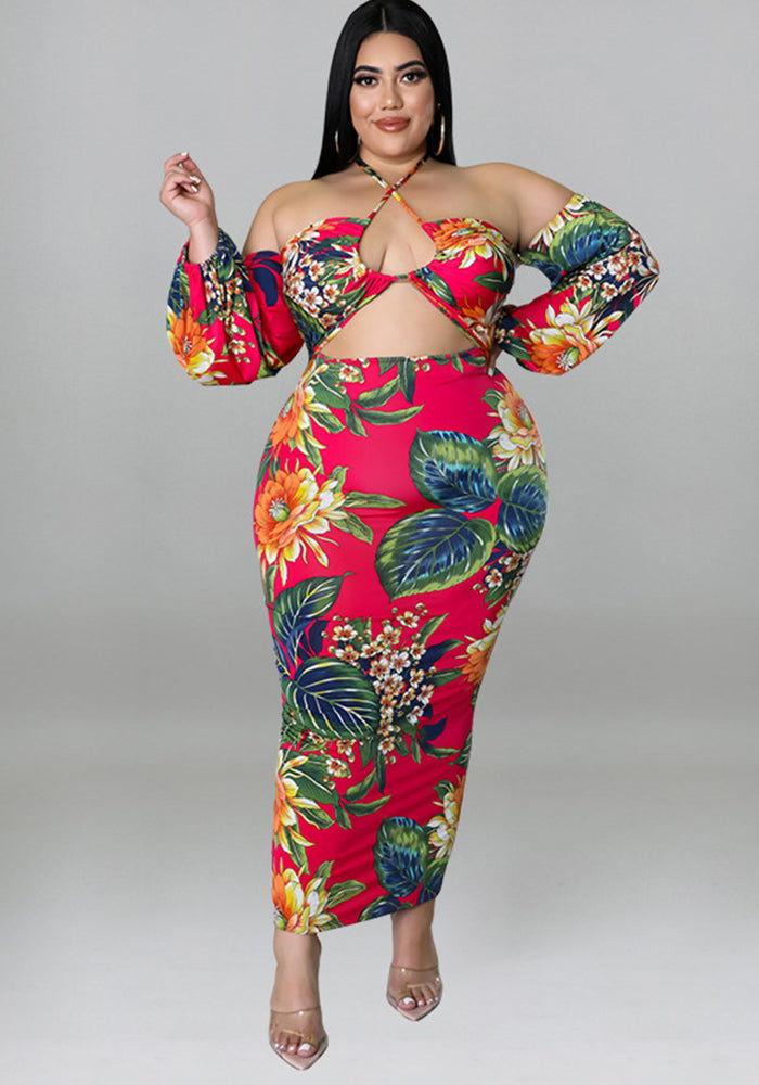 Plus Size Women summer suspender sexy strapless Cut Out Sexy dress