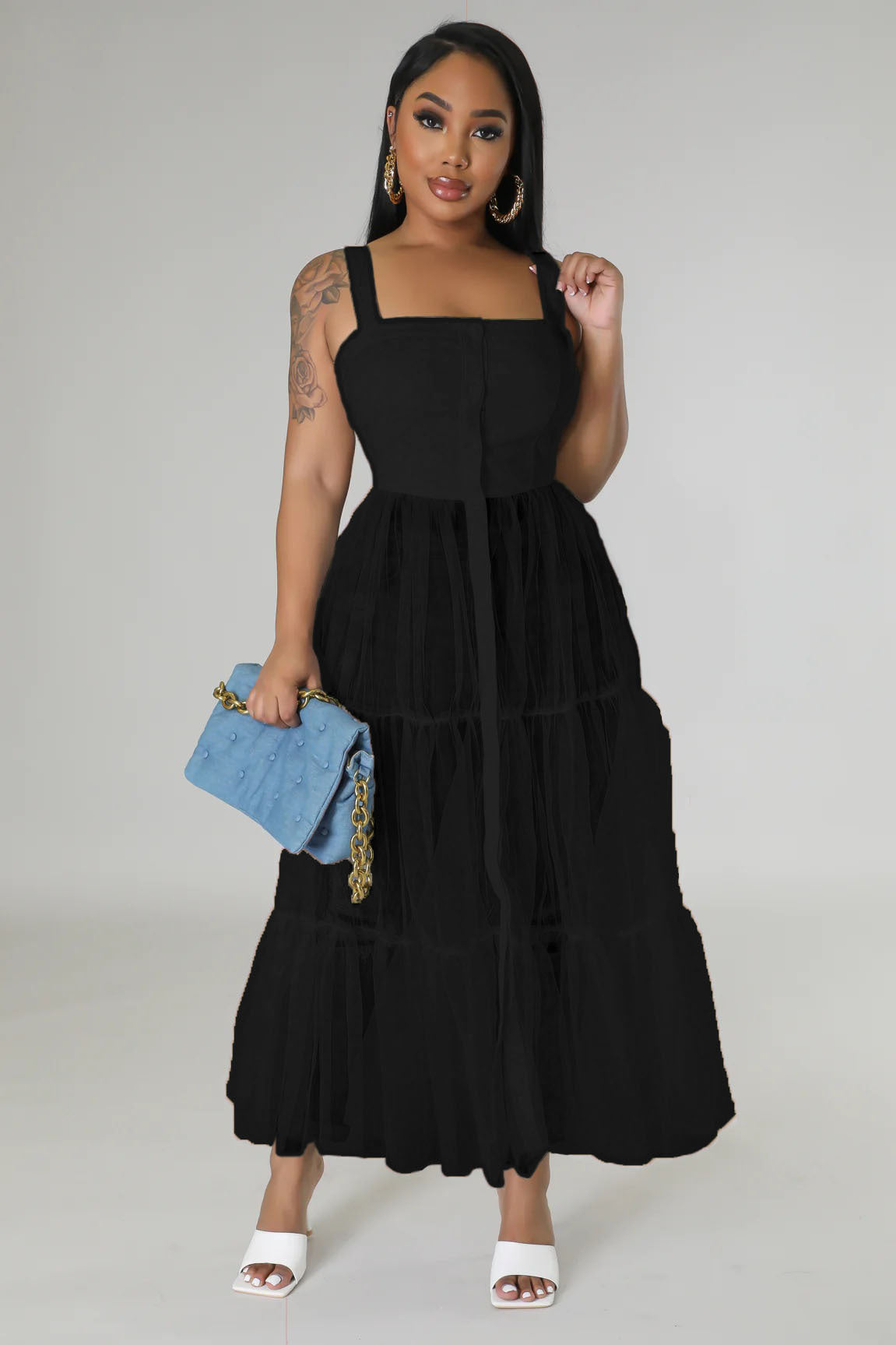 Women's Sexy Camisole Mesh Patchwork Dress 6